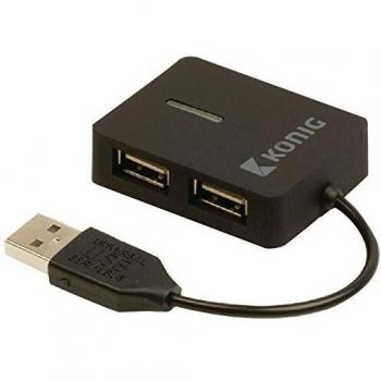 Konig 4-Port USB 2.0 Travel Hub – Model CSU2TH4P100BL – Black