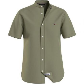 Tommy Hilfiger Herren Kurzarmhemd Flex Poppin Mao RF Shirt – Größe XXL, N-Gr, Faded Olive, Stickerei