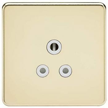 Screwless 5A Unswitched Socket - Polished Brass with White Insert