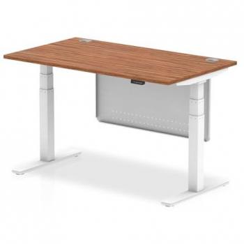 Air 1200x800 Height Adjustable Desk Grey Oak CP White Leg Modesty Pnl