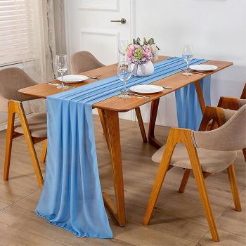 Chemin de Table Lavable Jiekesen – 30 × 300 cm, Bleu, Tissu pour Fête et Banquet
