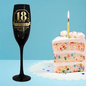 Flûte de champagne 18 ans effet or noir