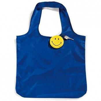 NICI- Llavero Bean Bag Smiley con Bolsa de la Compra, Azul, 8 cm