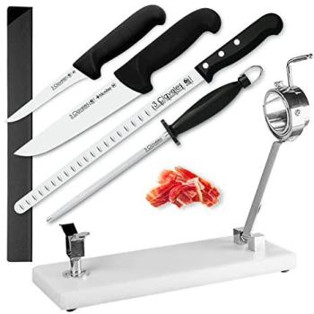 Soporte Jamonero Plegable Mont Blanc - Kit Profesional con Cuchillos y Chaira