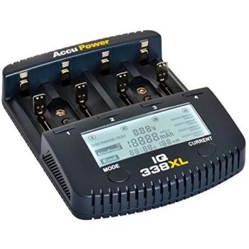 AccuPower IQ338XL Rundzellen-Ladegerät NiCd, NiMH, LiIon 10340, 10350, 10440, 10500, 12500, 12650