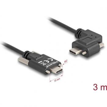 Delock USB 2.0 Kabel USB Type-C Stecker mit Schrauben zu USB (3 m, USB 2.0), USB Kabel