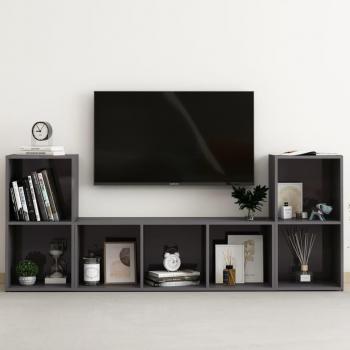 tlg. TV-Schrank-Set Hochglanz-Grau Spanplatte