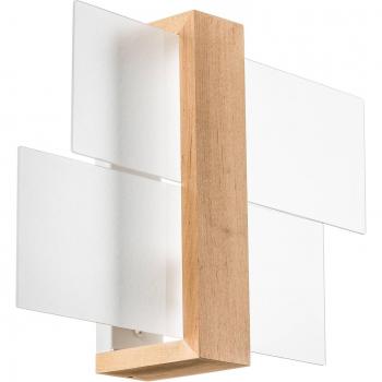 Wandleuchte Lichtspiel 1, Glas und helles Holz