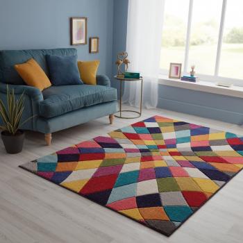 FLAIR RUGS Teppich Rhumba, rechteckig, 10 mm, fußbodenheizungsgeeignet, strapazierfähig, buntes Rautenmuster