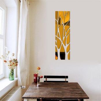3D Removable Acrylic Tree Mirror Wall Sticker for Living Room 100*28cm