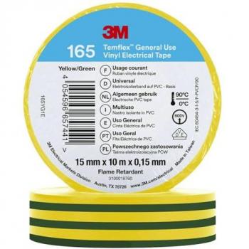 Temflex 165 Ruban Électrique Jaune 10m x 15mm - 3M