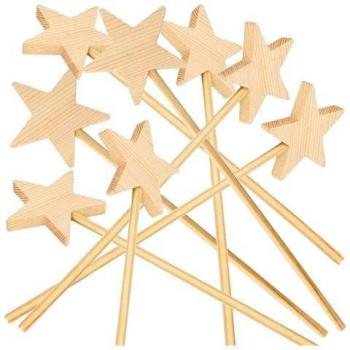 8 baguettes mágicas de madera 23 cm beige