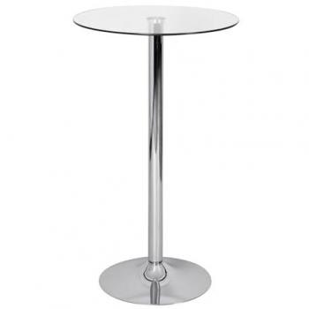 Table de Bar Chrome & Verre – Ronde 60 cm, 2 sièges