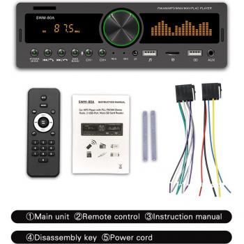 1Din Bluetooth Car Radio Multimedia MP3 Player with FM/AM, USB/SD/AUX Input, 12V Handsfree Stereo Head Unit