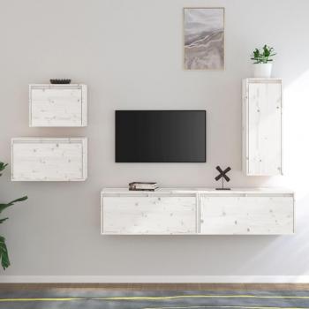 Mueble de salón 5 piezas de pino blanco