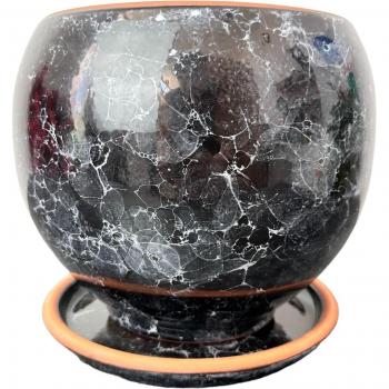 Planta Mármol Negro Arte Vidro Doble Vaso Terracota Planta Decorativa 19cm