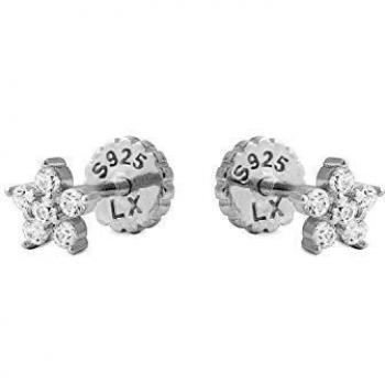 Pendientes de plata de ley 925 con cierre de rosca Anba y circonita brillante de Luxenter