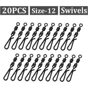 Snaps giratorios para pesca - 20 piezas tamaño estándar 8/12