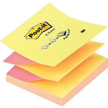 M Post-it Z-Note 76x76mm Neon Pink and Yellow 6x100 Notes