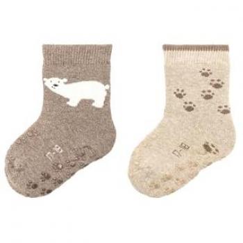 Chaussettes bébé ABS pack double ours marron