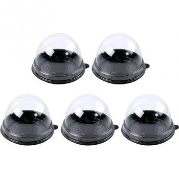 50Pcs Black Transparent Plastic Round Egg-Yolk Puff Mooncake Packaging Box