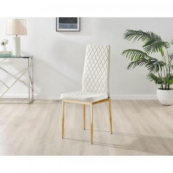 FurnitureboxUK Novara 100cm Round Tempered Glass Dining Table with Gold Legs & 4 Milan Velvet Chairs