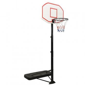 Canasta de baloncesto blanca de polietileno de vidaXL, altura ajustable de 258-363 cm