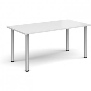 1600mm x 800mm White Oblong Table with Silver Radial Legs