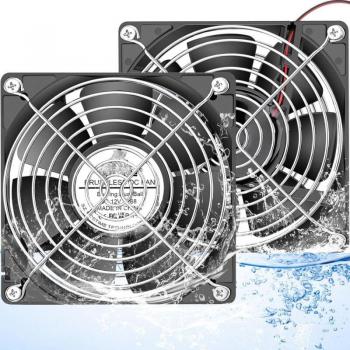 Ventilateur 120 mm × 25 mm, étanche, 12 V CC, sans balais – boîtier d’ordinateur, double roulement, 2 broches, pack de 2