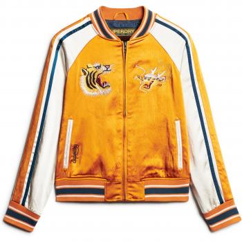 Giacca bomber Superdry Suikajan con ricamo oro e senape, taglia XS