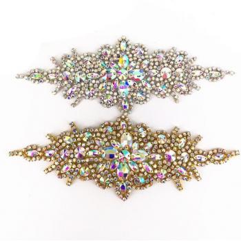 DIY Silver Base Crystal Clear Rhinestone Bridal Applique