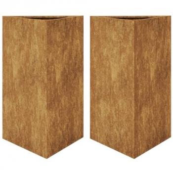 VidaXL Jardineras triangulares 2 uds acero oxidado 50x43x75 cm