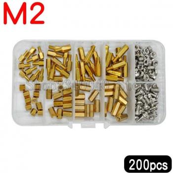200Pcs M2 Male Female Brass Standoff Support for PCB
