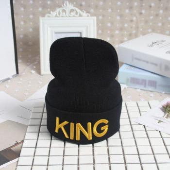 Knitted Caps with King Queen Embroidery