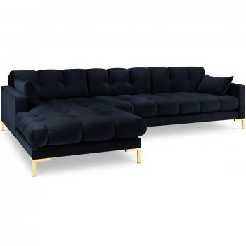 Canapé d'angle gauche 5 places en tissu bleu nuit