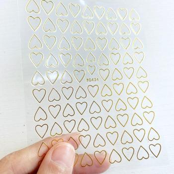 Gold Hollow Heart Nail Decals