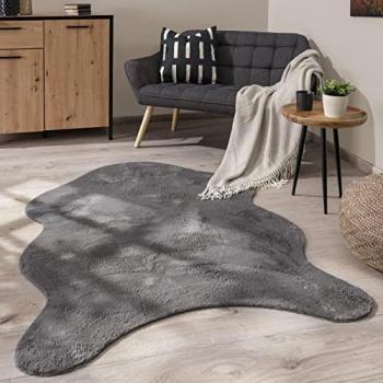 Paco Home Fellteppich Pelt 640, fellförmig, Höhe: 16 mm, Kunstfell, Uni Farben, sehr weicher Flor