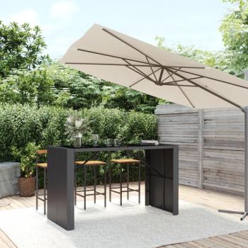 Vidaxl - Bar Table with Glass Top Black 185x80x110 cm Poly Rattan