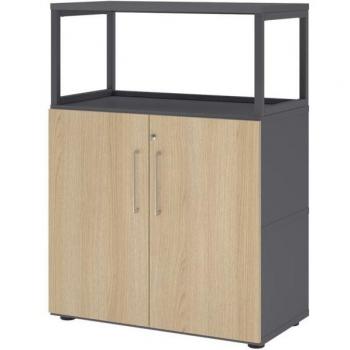 FlexWall 3 HC Cadre et Portes, Pieds Réglables – Graphite/Chêne