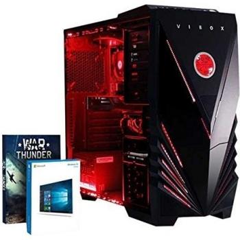 VIBOX Precision 6W - Ordenador para gaming (AMD FX-4300, 8 GB de RAM, 1 TB de disco duro, Nvidia Geforce GT 730, Windows 10) color neón rojo