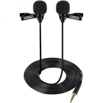 Mini Lavalier Mikrofon Dual geleitet Aufnahme Clip Auf Mic für iPhone iPad Samsung Tablet DU55