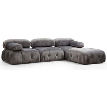 Canapé d’angle « Bubble » en velours gris modulable