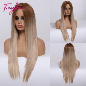 TINY LANA Long Straight Mixed Brown and Blonde Wig
