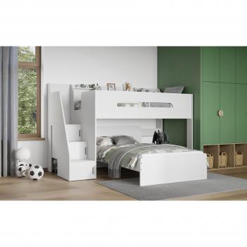 Stylish Stepaside L Shaped Bunk Bed - White