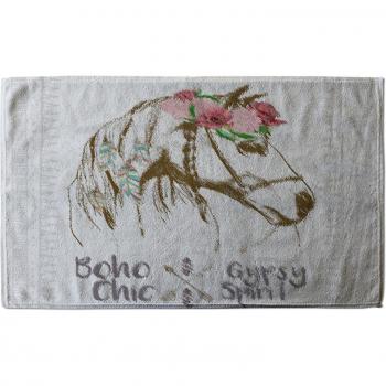 Horse with Bloom Pattern Kitchen Towel – Brown