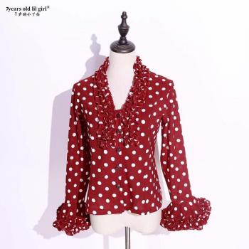 Flamenco Italian Dance Multi-Layered Lotus Sleeve Top ELM01