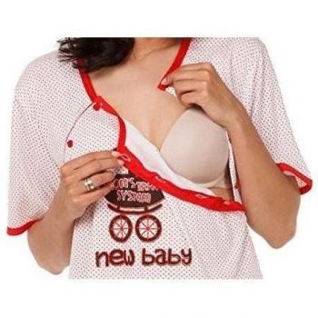 Zeta Ville - Premamá camisón lactancia bordados estampado de lunares - mujer 021c