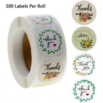 500 Pcs Wedding Thank You Stickers with Floral Heart Design