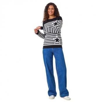 Star Stripe Crew Neck Knit Jumper