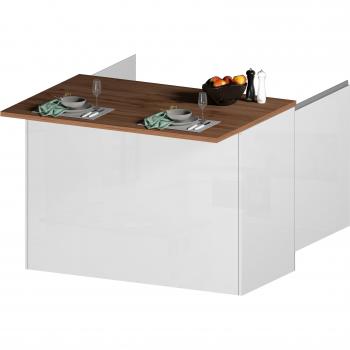 Isola di Design Deer: Tavolo con 2 ante, 125x90x90 cm, Bianco e Rovere